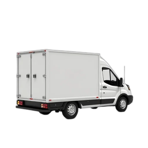 car, staff, 3d render, photorealistic, white, delivery, van, closed transparent PNG cut-out