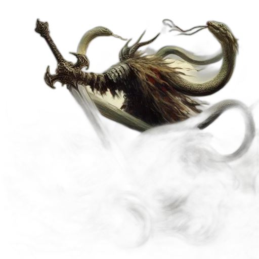 dragon, hair, creature, mask, concept art, fantasy art, photorealistic, 3d render transparent PNG cut-out