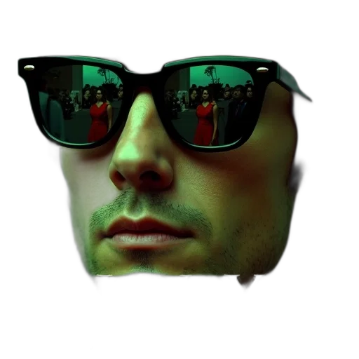 face, mask, robot, hat, 3d render, vaporwave, photorealistic, cyberpunk transparent PNG cut-out