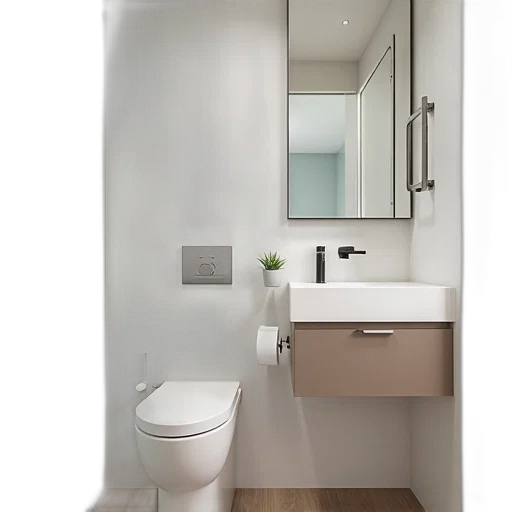 furniture, 3d render, photorealistic, earth tones, monochrome, modern, bathroom, white transparent PNG cut-out
