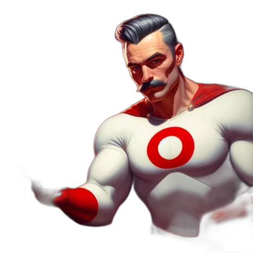 staff, concept art, comic book art, pixel art, 3d render, red, heroic, figure transparent PNG cut-out