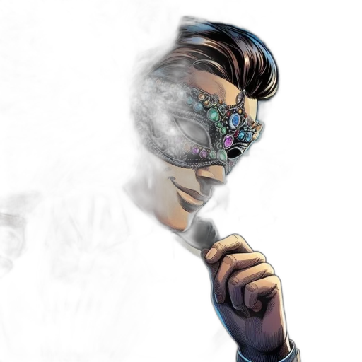 mask, robot, face, staff, comic book art, concept art, cyberpunk, fantasy art transparent PNG cut-out