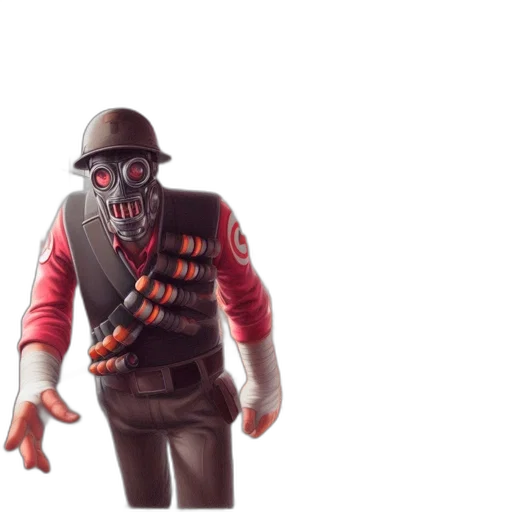 jacket, mask, robot, weapon, concept art, 3d render, watercolor, comic book art transparent PNG cut-out