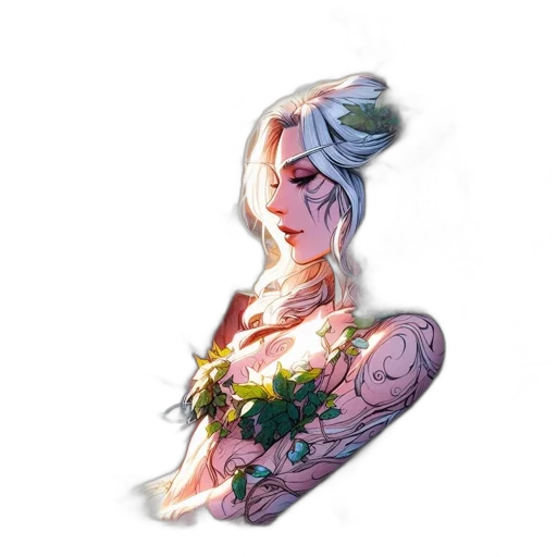 dress, flower, jewelry, crown, concept art, fantasy art, watercolor, comic book art transparent PNG cut-out