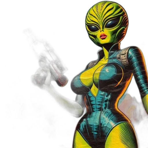 robot, mask, concept art, comic book art, 3d render, fantasy art, outer space, green transparent PNG cut-out