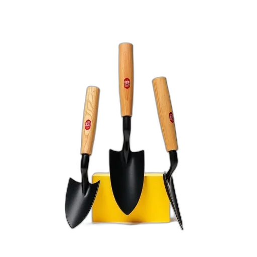 staff, weapon, 3d render, set, three, wooden-handled, garden, tools transparent PNG cut-out