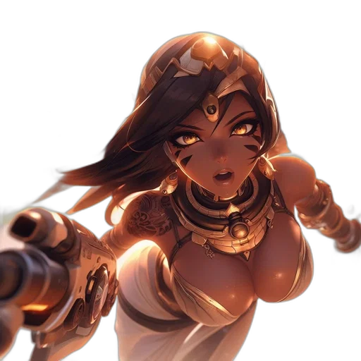 weapon, staff, sword, face, concept art, anime, fantasy art, comic book art transparent PNG cut-out