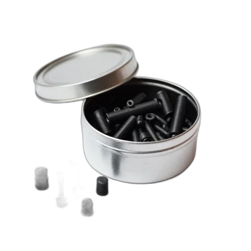 jewelry, silver, tin, can, black, lid, placed, white transparent PNG cut-out