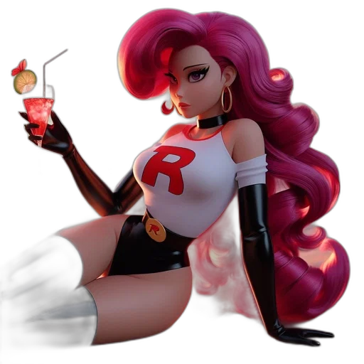 3d render, concept art, comic book art, fantasy art, red, animated, female, character transparent PNG cut-out