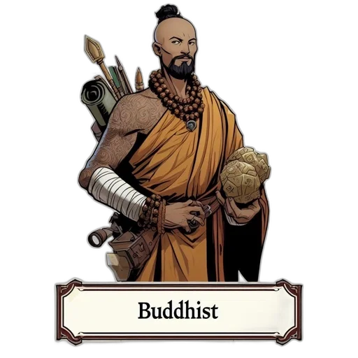 staff, concept art, fantasy art, pixel art, comic book art, illustrated, buddhist, monk transparent PNG cut-out