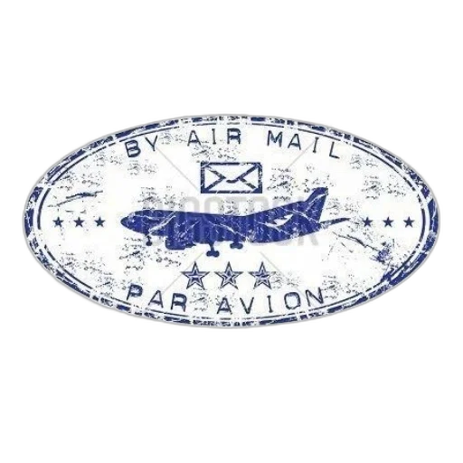 blue, grunge-style, stamp, text, air, mail, par, avion transparent PNG cut-out