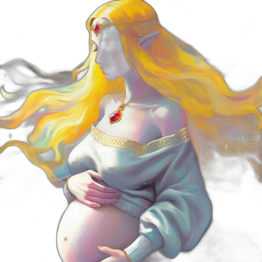concept art, watercolor, pixel art, fantasy art, pastel, golden, pregnant, woman transparent PNG cut-out
