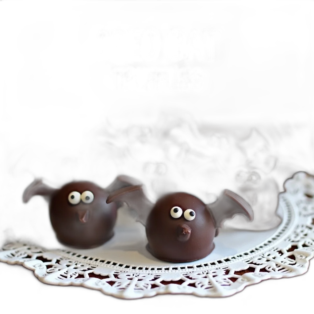food, animal, 3d render, photorealistic, dark, collection, chocolate, bat-shaped transparent PNG cut-out