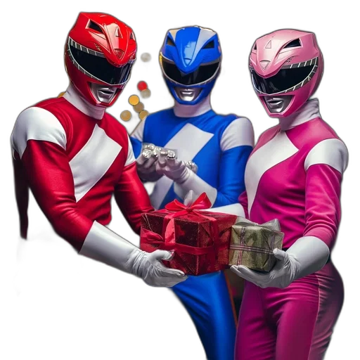 robot, concept art, three, power, rangers, their, distinctive, costumes transparent PNG cut-out