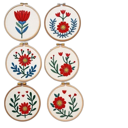 collection, hand, embroidery, patterning transparent PNG cut-out