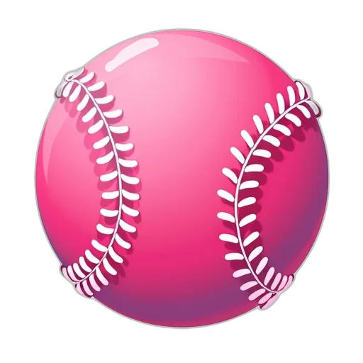 stylized, illustration, baseball, bright, pink, color, white, stitching transparent PNG cut-out