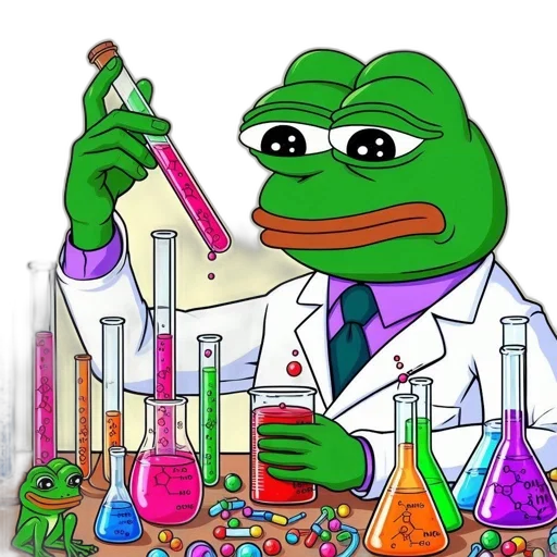 frog, lab, coat, carries, out, experiment, surrounded, test transparent PNG cut-out
