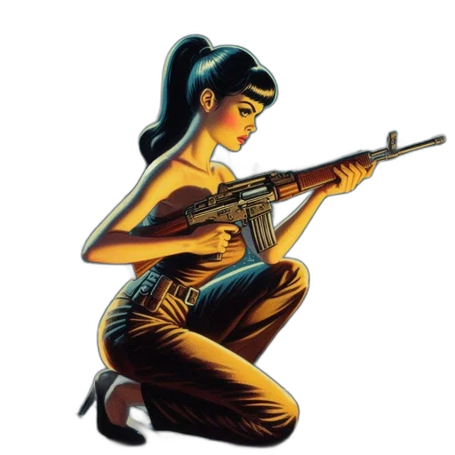 weapon, staff, comic book art, cartoon, concept art, pixel art, woman, dark transparent PNG cut-out