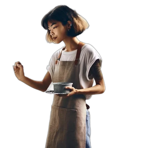 dress, food, hat, staff, photorealistic, concept art, vaporwave, oil painting transparent PNG cut-out