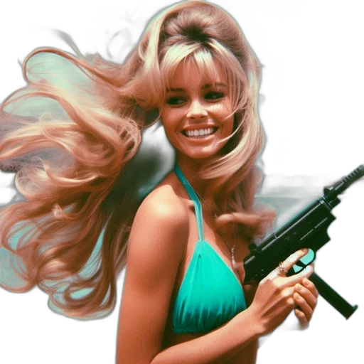 weapon, hair, photorealistic, comic book art, cartoon, concept art, beach, radiant transparent PNG cut-out
