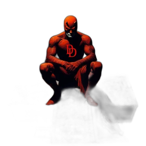 mask, comic book art, concept art, pixel art, 3d render, red, dark, daredevil transparent PNG cut-out