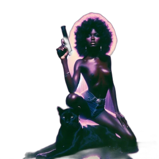 weapon, dress, concept art, vaporwave, cyberpunk, comic book art, outer space, dark transparent PNG cut-out