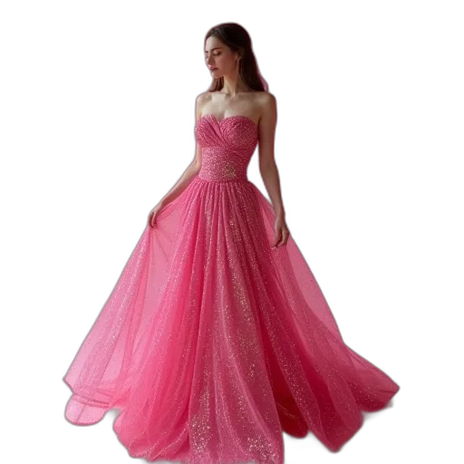 dress, photorealistic, model, wearing, spark, pink, metallic, twist transparent PNG cut-out