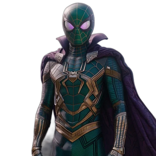 mask, concept art, 3d render, comic book art, green, dark, costumed, character transparent PNG cut-out