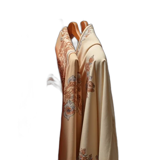 dress, jacket, staff, 3d render, earth tones, hermes, scarf, hanging transparent PNG cut-out