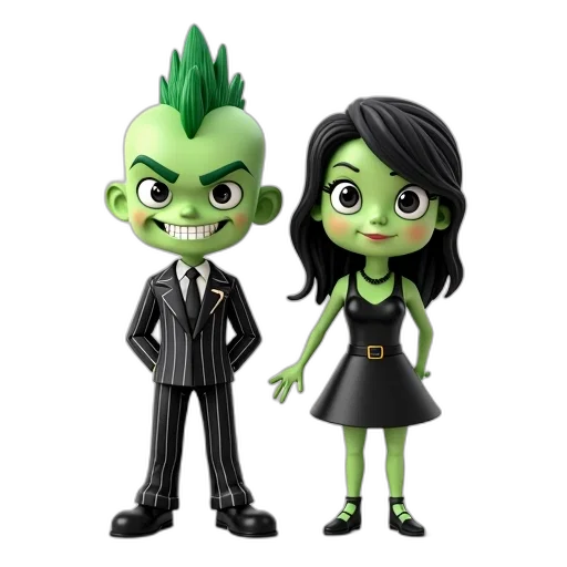 3d render, concept art, cartoon, green, stylized, image, male, female transparent PNG cut-out