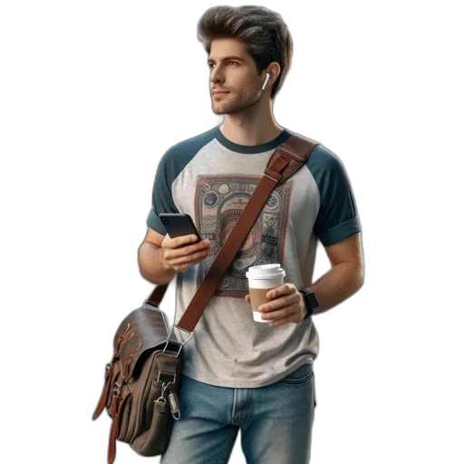 jacket, concept art, 3d render, photorealistic, fantasy art, earth tones, young, man transparent PNG cut-out