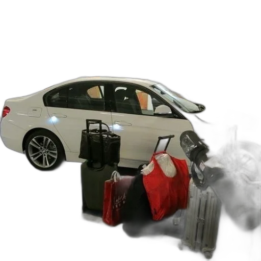 car, 3d render, concept art, fire, white, parked, garage, various transparent PNG cut-out