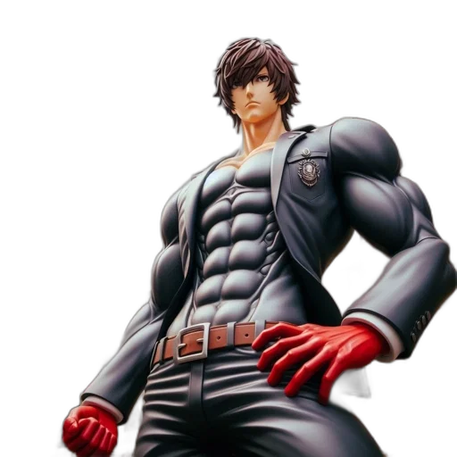 jacket, weapon, concept art, comic book art, 3d render, photorealistic, muscular, formal transparent PNG cut-out