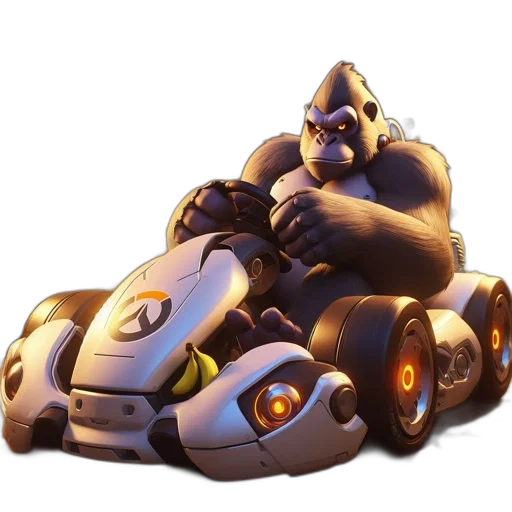 robot, weapon, car, animal, concept art, 3d render, anthropomorphic, gorilla transparent PNG cut-out