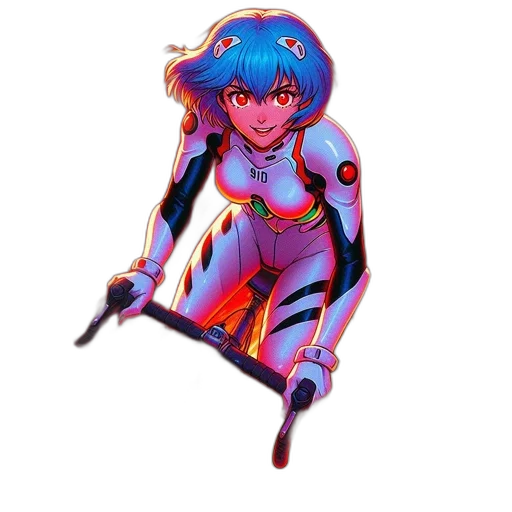 robot, weapon, jacket, staff, concept art, anime, pixel art, comic book art transparent PNG cut-out