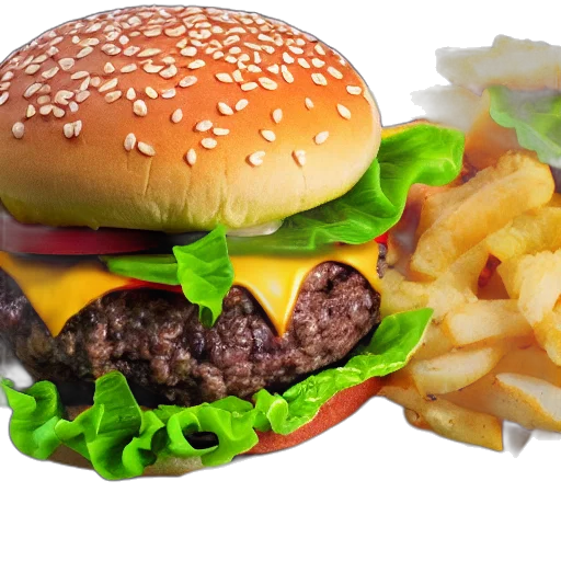 food, animal, photorealistic, 3d render, hamburger, medicinal, image transparent PNG cut-out