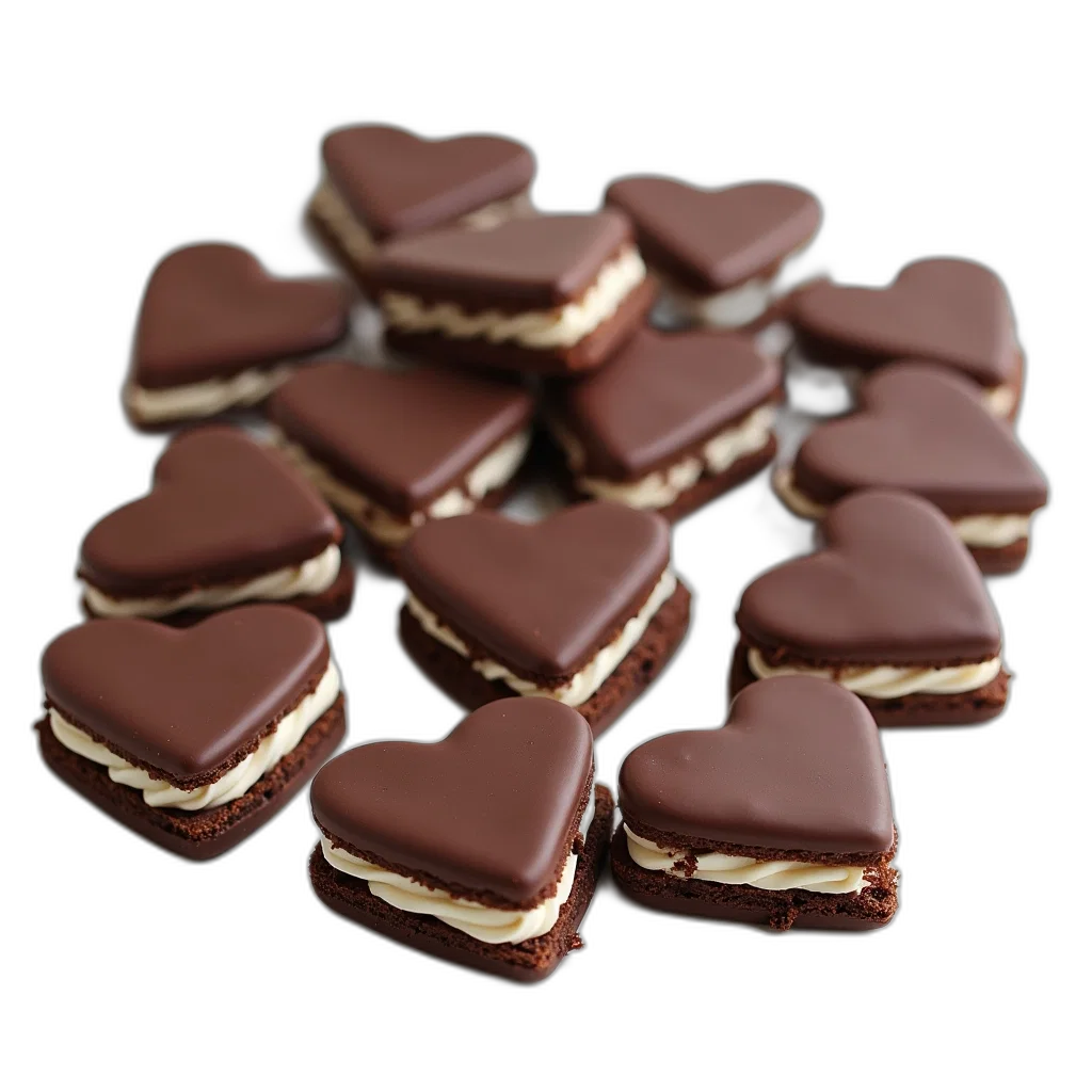 food, 3d render, photorealistic, dark, collection, chocolate-covered, cookies, white transparent PNG cut-out
