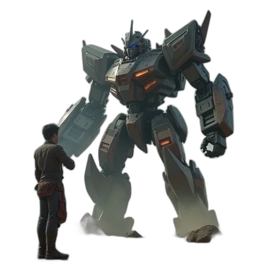 robot, weapon, concept art, 3d render, fantasy art, titan, fighting, position transparent PNG cut-out