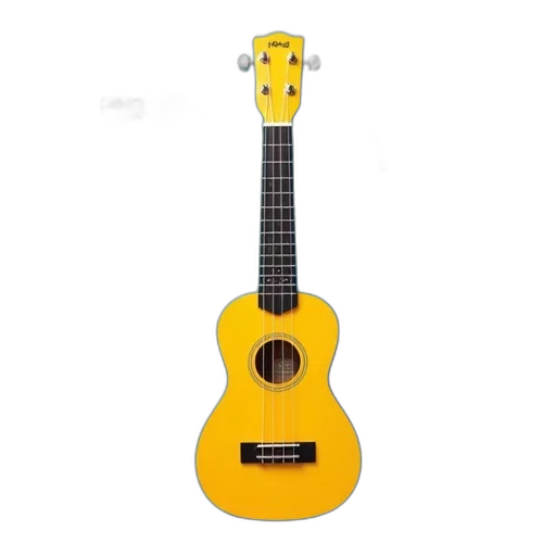 3d render, yellow, ukulele, black, pickguard, silver, hammer, handle transparent PNG cut-out