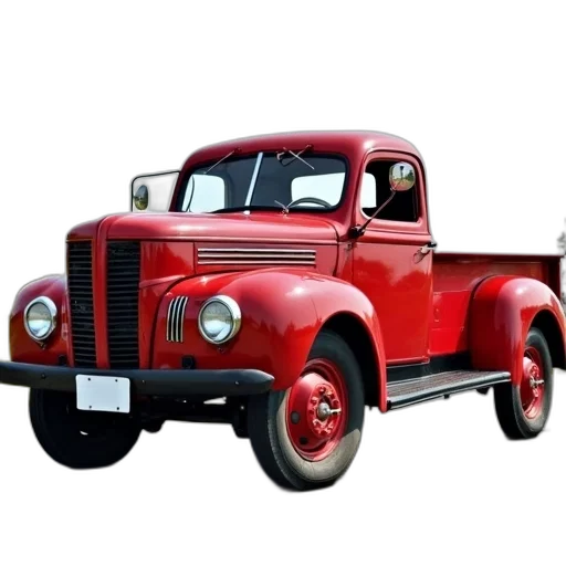 car, photorealistic, 3d render, concept art, vintage, red, pickup, truck transparent PNG cut-out