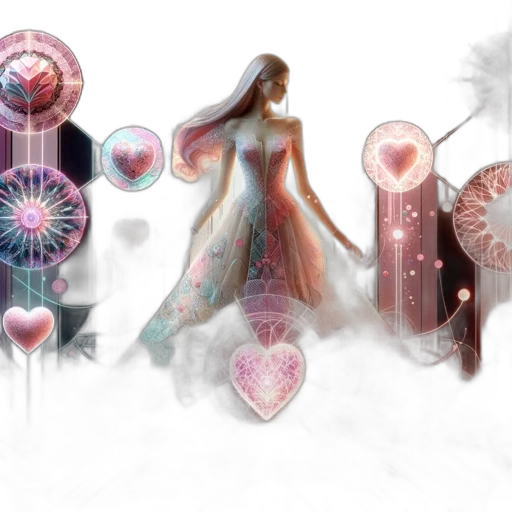dress, jewelry, concept art, fantasy art, 3d render, watercolor, outer space, pastel transparent PNG cut-out