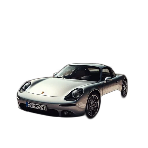 car, 3d render, photorealistic, concept art, silver, porsche, drives, along transparent PNG cut-out