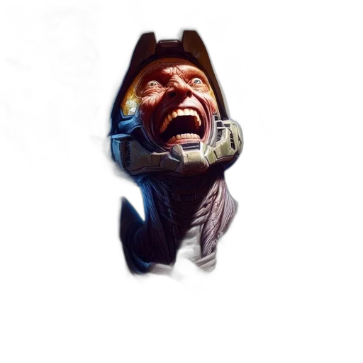 face, mask, creature, hat, concept art, pixel art, comic book art, photorealistic transparent PNG cut-out