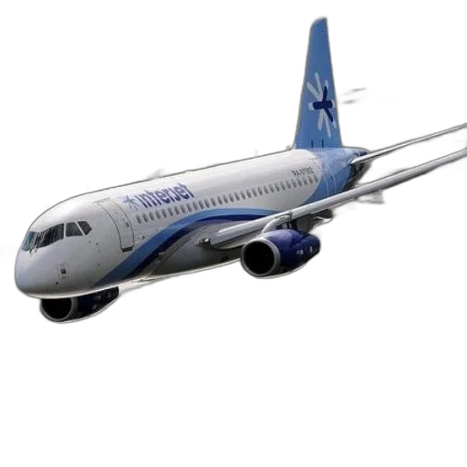 3d render, photorealistic, concept art, blue, white, airplane, word, interjet transparent PNG cut-out