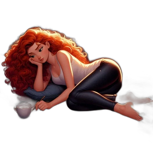 comic book art, concept art, cartoon, fantasy art, fire, woman, red, hair transparent PNG cut-out