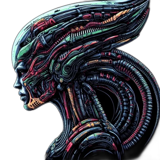 robot, creature, face, mask, cyberpunk, concept art, pixel art, comic book art transparent PNG cut-out