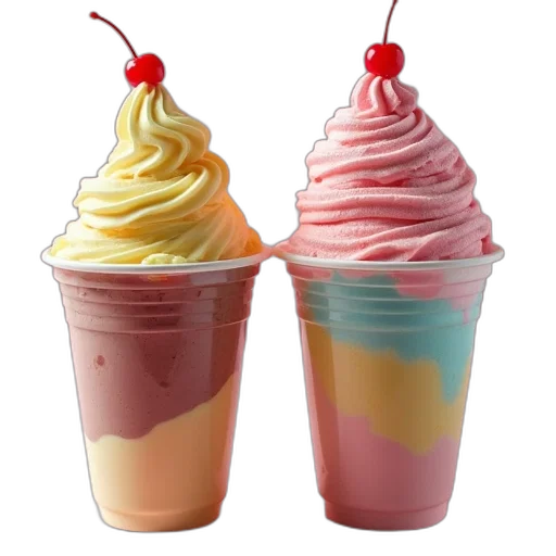 food, 3d render, photorealistic, pastel, colorful, close, two, ice transparent PNG cut-out