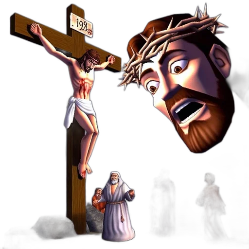 concept art, pixel art, digital, artwork, depicts, jesus, christ, wooden transparent PNG cut-out