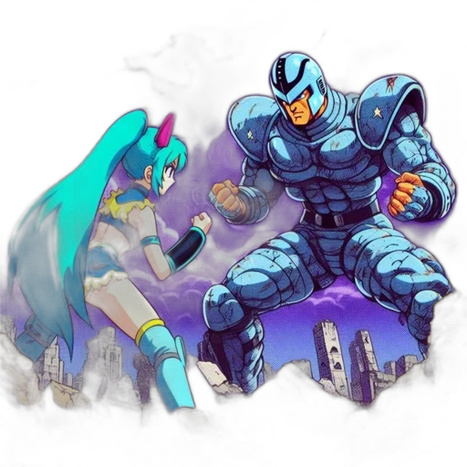 robot, weapon, concept art, pixel art, comic book art, vaporwave, outer space, underwater transparent PNG cut-out