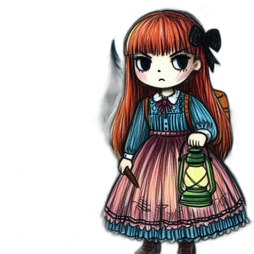 dress, concept art, fantasy art, anime, cartoon, young, girl, red-brown transparent PNG cut-out